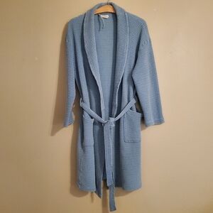 SAND CLOUD Slate Blue Organic Cotton Micro Waffle Knit Unisex Bath Robe SZ S/M